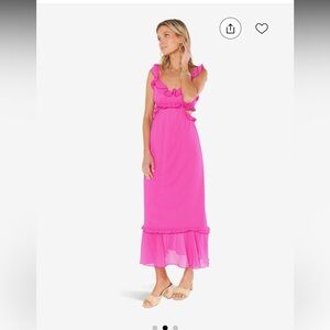 Lane Midi Dress in Pink Chiffon